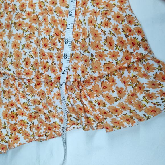 O. Vianca Orange Ditsy Floral Puff Sleeve Romantic Romper Playsuit Small - Picture 14 of 15